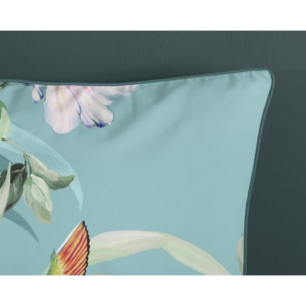 Синьо  единично удължено спално бельо от памучен сатен 140x220 cm Fungi – Descanso-image-3