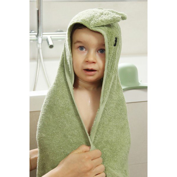 Зелена памучна детска хавлия с качулка 75x75 cm Dinosaur – Kindsgut-image-4