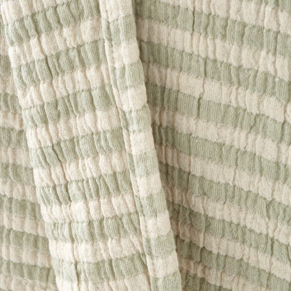 Зелено памучно одеяло 150x200 cm Cotton Muslin Stripe – Bianca-image-3