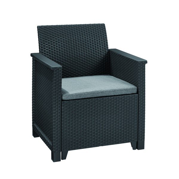 Тъмносив градински комплект за отдих от изкуствен ратан за 2 Elodie – Keter-image-1