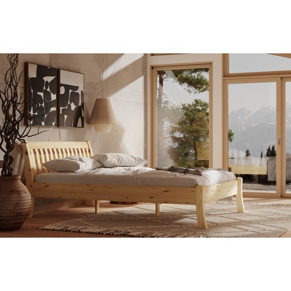 Единично легло от масивен бор в естествен цвят 90x200 cm Tonja – Olivia Living-image-3