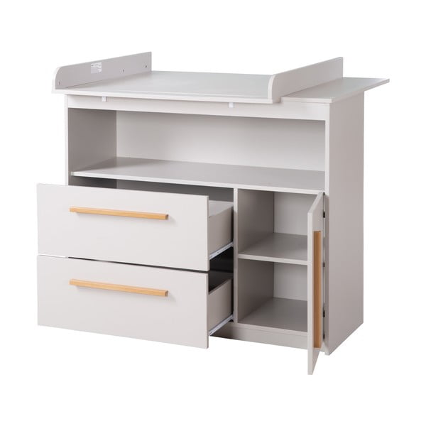Светлосив детски скрин с маса за преповиване 107x98x75 cm Lea – Roba-image-4