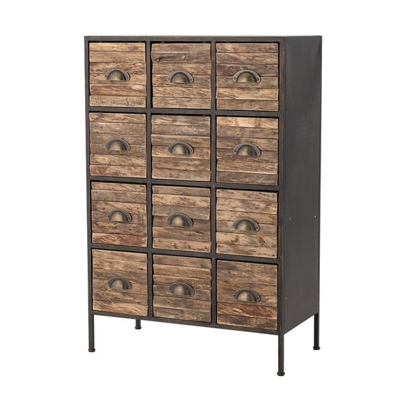 Метален скрин в черен и кафяв цвят 60,5x92x33,5 cm Matteo – Bloomingville-image-4