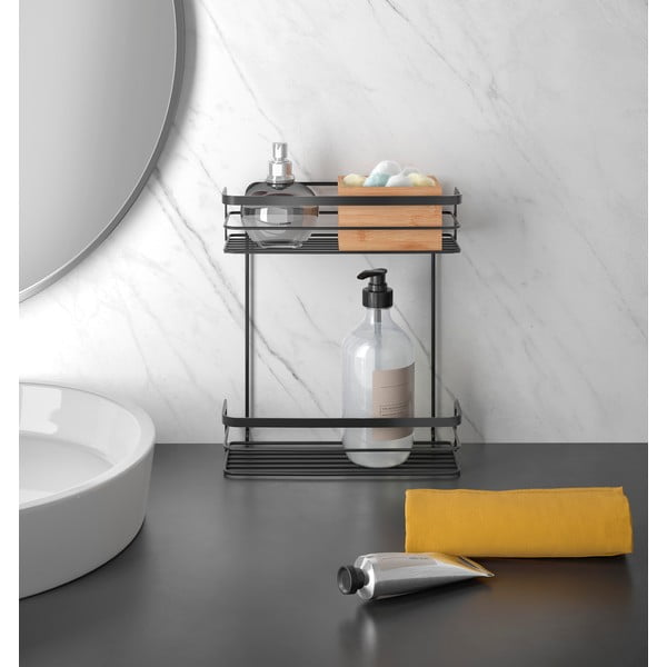 Черен двуетажен рафт за баня Origin Lava - Metaltex-image-1