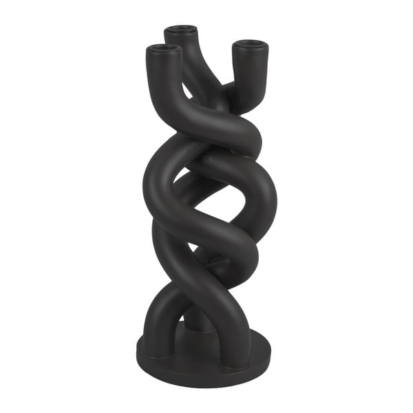 Черен керамичен свещник за три свещи Усукан, височина 31,4 cm - PT LIVING