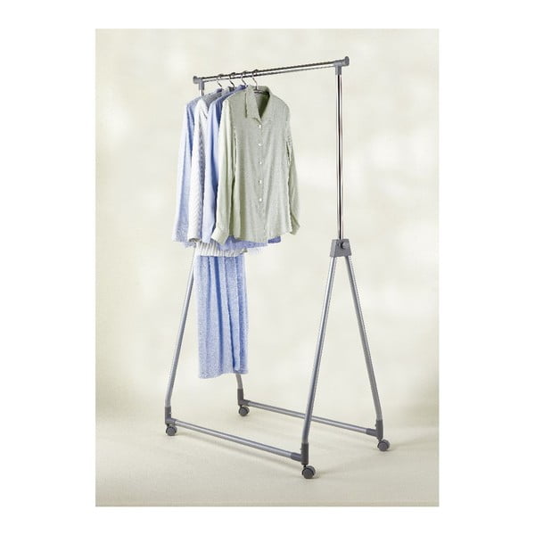 Сив метален телескопичен подвижен стелаж за дрехи, сгъваем - Wenko-image-1