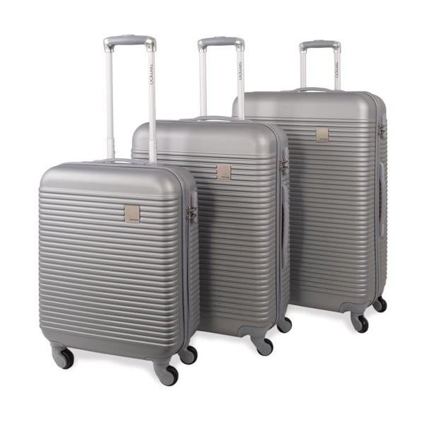 Sada tří stříbrných cestovních kufrů Jaslen