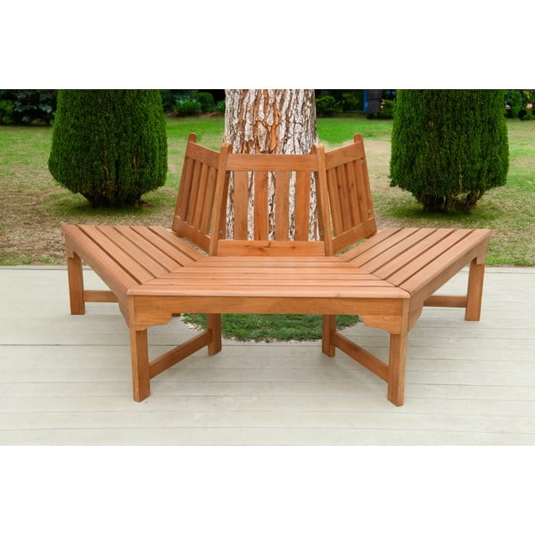 Градинска пейка от масивно дърво в естествен цвят Ontario – Garden Pleasure-image-1