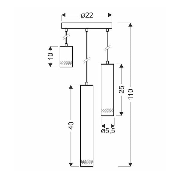 Жълто/черно висящо осветително тяло с метален абажур ø 22 cm Tubo – Candellux Lighting-image-1