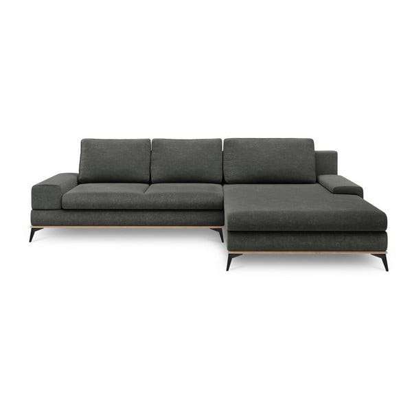 Тъмносив ъглов разтегателен диван , десен ъгъл Planet - Windsor & Co Sofas