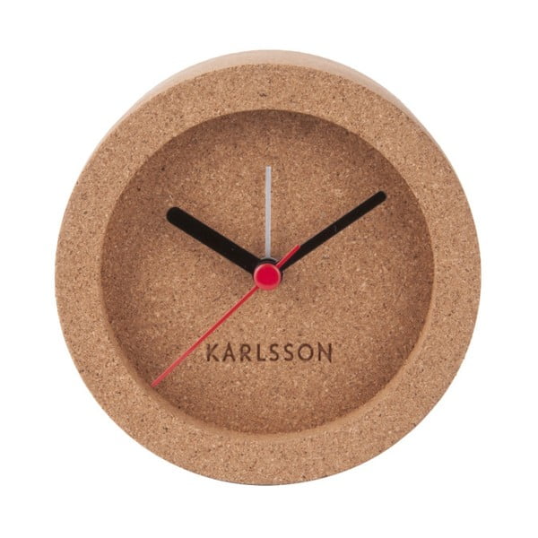 Кафяв часовник за маса от корк с аларма Tom - Karlsson