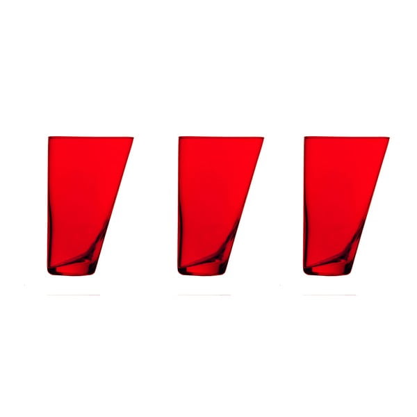 Комплект от 3 червени ръчно изработени чаши Ponza, 300 ml - Surdic