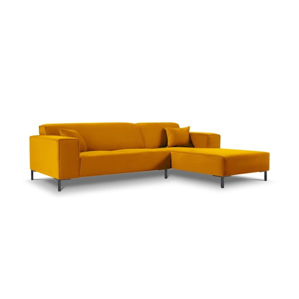 Ъглов диван от жълто кадифе Siena, десен ъгъл - Cosmopolitan Design