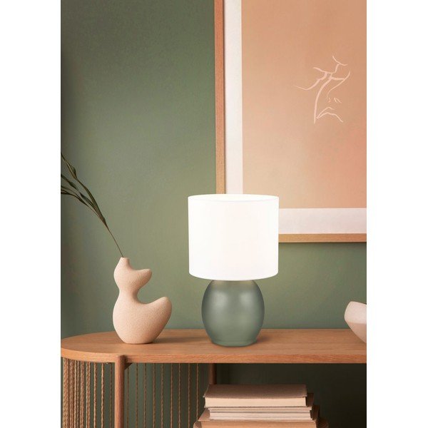 Бяло-зелена настолна лампа с текстилен абажур (височина 29 cm) Vela - Trio-image-1