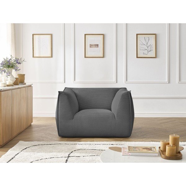 Тъмносиво кресло от рипсено кадифе Giorgia – Bobochic Paris-image-4