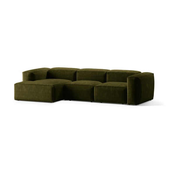 Зелен ъглов диван от рипсено кадифе (ляв ъгъл) Bergamo – Cosmopolitan Design-image-2