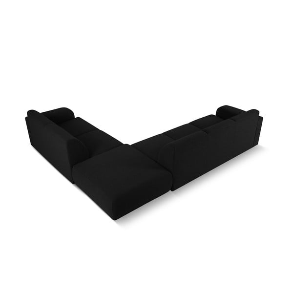 Черен ъглов диван от плат букле (десен ъгъл) Molino - Micadoni Home-image-3