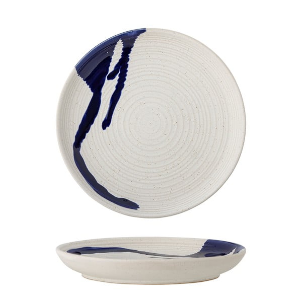 Глинена чиния в бял и син цвят ø 27 cm Okayama – Bloomingville