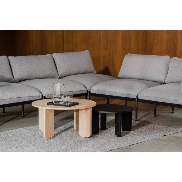 Черна кръгла масичка за кафе с дъбов плот ø 55 cm Kuvu – noo.ma-image-2