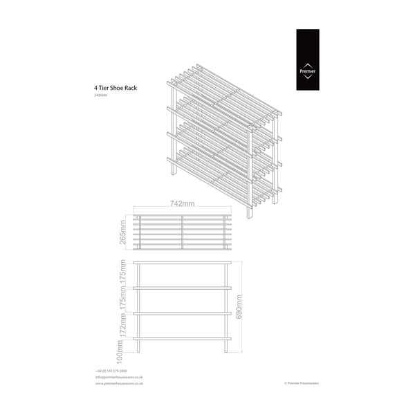 Стелаж за обувки в естествен цвят - Premier Housewares-image-3
