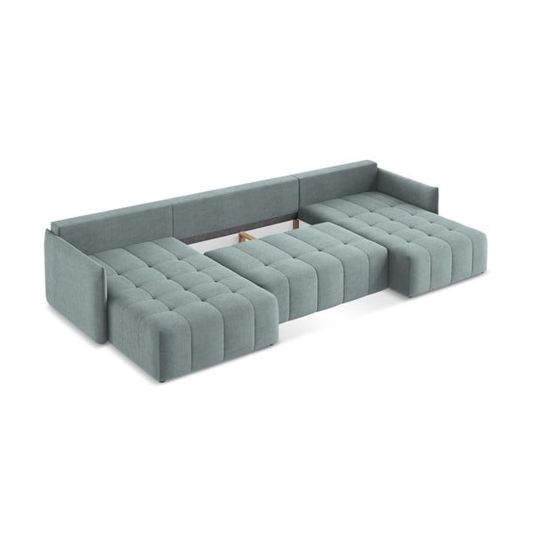 Син разтегателен ъглов диван с място за съхранение (U форма) Moku – Makamii-image-4