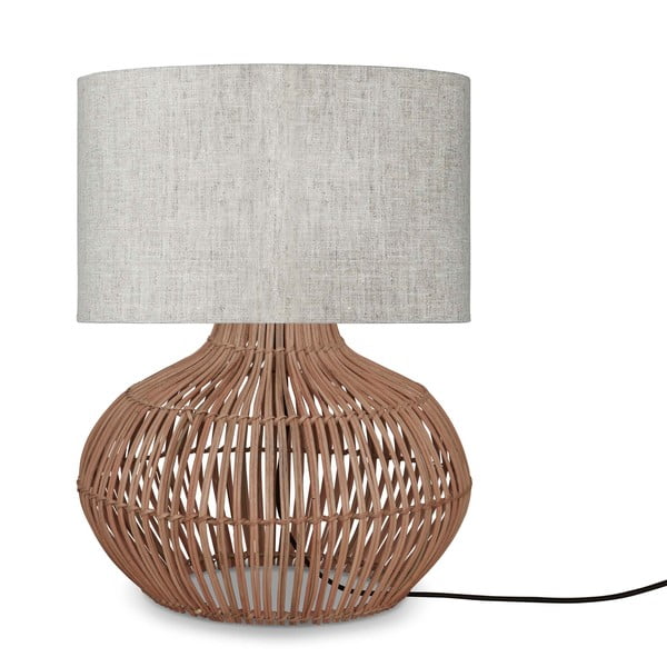 Настолна лампа с текстилен абажур в кремаво-натурален цвят (височина 48 cm) Kalahari - Good&Mojo