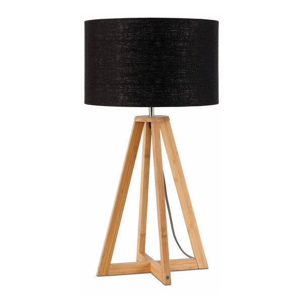 Настолна лампа с черен абажур и бамбукова конструкция Everest - Good&Mojo