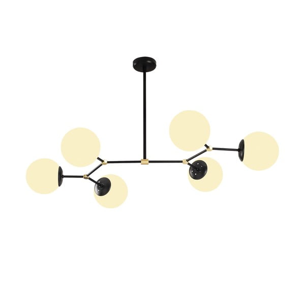 Черно-бяло висящо осветително тяло със стъклен абажур Damar – Opviq lights-image-3