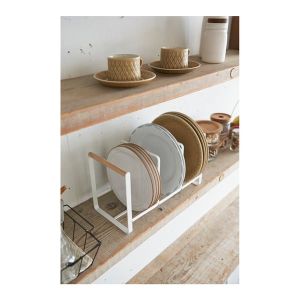 Бяла поставка за чинии с детайли от букова дървесина Tosca - YAMAZAKI-image-1