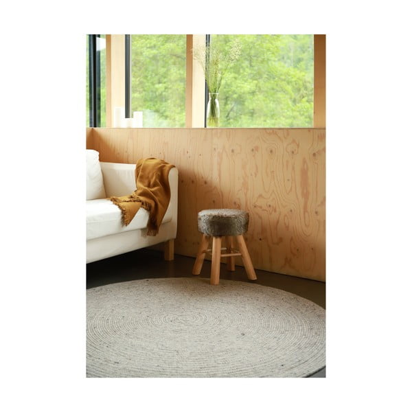 Сив ръчно изработен килим от вълна и памук, ø 140 cm Neethu - Nattiot-image-4