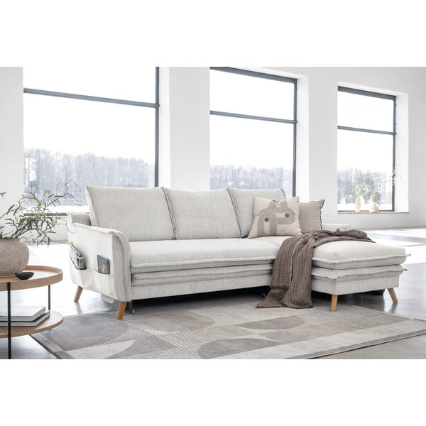 Бежов разтегателен ъглов диван (десен ъгъл) Charming Charlie – Miuform-image-3