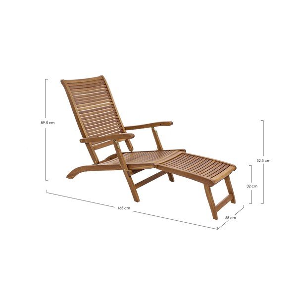 Градински шезлонг от масивно дърво в естествен цвят Noemi – Bizzotto-image-3