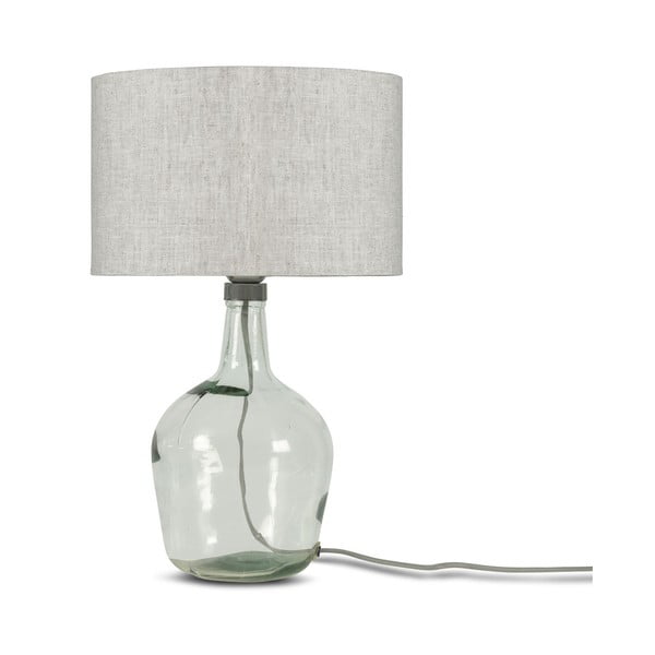 Настолна лампа със светлобежов абажур и конструкция от рециклирано стъкло Мурано, ⌀ 30 cm - Good&Mojo