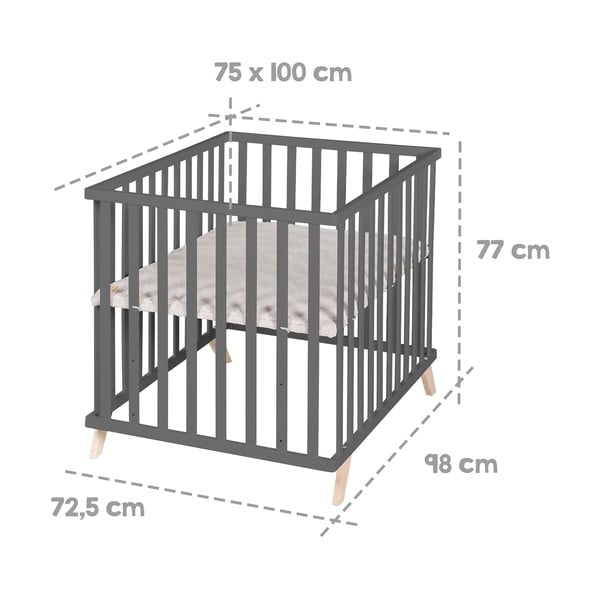 Тъмно сива кошара от букова дървесина 75x100 cm Lil Planet - Roba-image-4