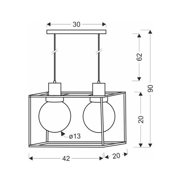 Черна висяща лампа 20x42 cm Retro 2 - Candellux Lighting-image-1