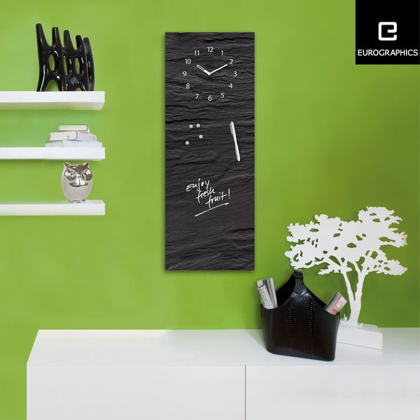 Magnetická tabule s hodinami Eurographic Black Slate, 30 x 80 cm-image-1
