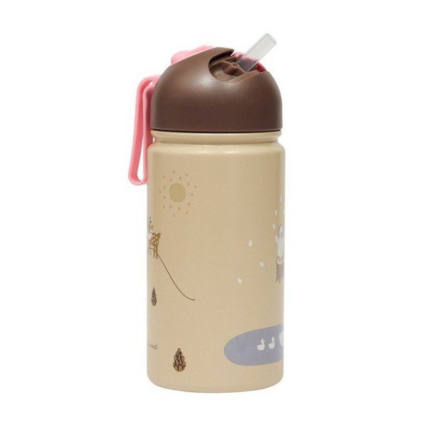 Светлокафява алуминиева детска бутилка 360 ml Friends in the Forest – OYOY Mini