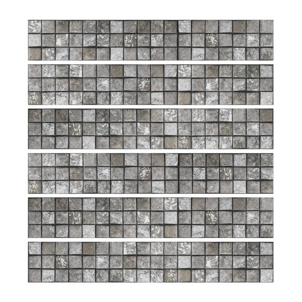 Комплект от 6 стикера за стена Стикери Friezes Tiles Stone, 5 x 30 cm - Ambiance