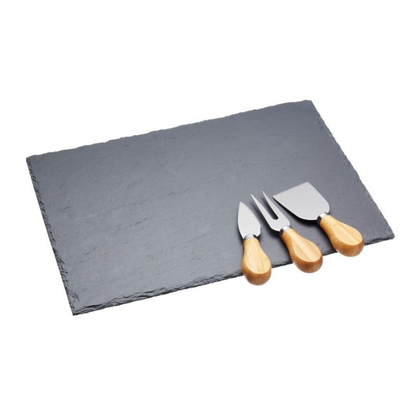 Комплект ножове за сирене и дъска за рязане от шисти , 35 x 25 cm Master Class Artesà - Kitchen Craft