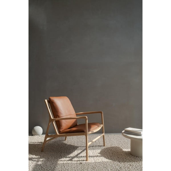 Кожен фотьойл в кафяво-натурален цвят Dedo - Gazzda-image-1