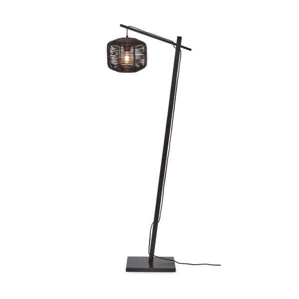 Черна подова лампа с абажур от ратан (височина 150 cm) Tanami - Good&Mojo