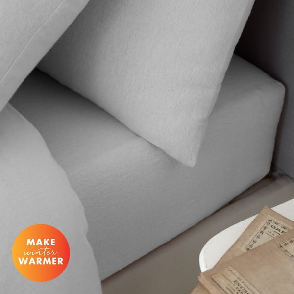 Сив памучен чаршаф 90x190 cm - Catherine Lansfield-image-4