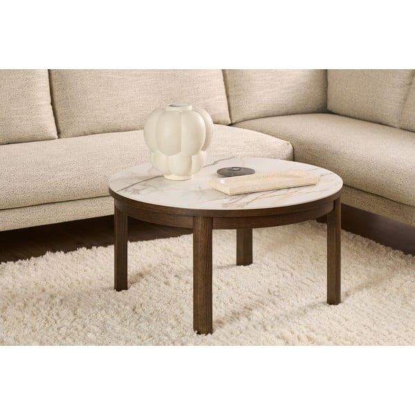 Кръгла масичка за кафе с керамичен плот в бежов и тъмнокафяв цвят ø 90 cm Southampton – Actona-image-1