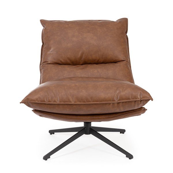 Кресло с място за съхранение от изкуствена кожа в цвят кафяв коняк Alanez – Bizzotto-image-2