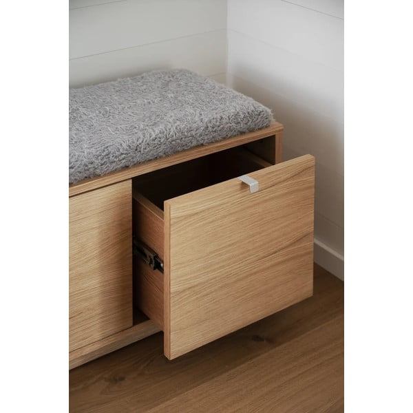 Сива/естествена стойка за обувки от декор от дъб  за сядане Confetti – Rowico-image-1