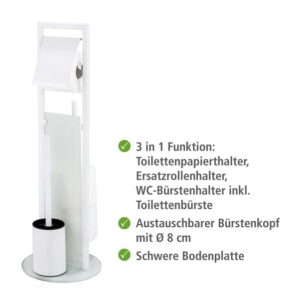 Бяла поставка за тоалетна хартия стойка с четка от неръждаема стомана Ravina – Wenko-image-2