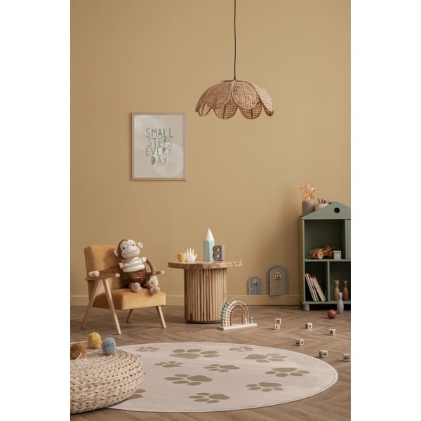 Бежов детски килим ø100 cm Paws Light Beige – FD-image-1