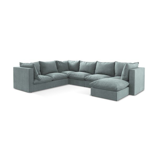 Син ъглов диван (ляв ъгъл/U форма) Manao – Makamii