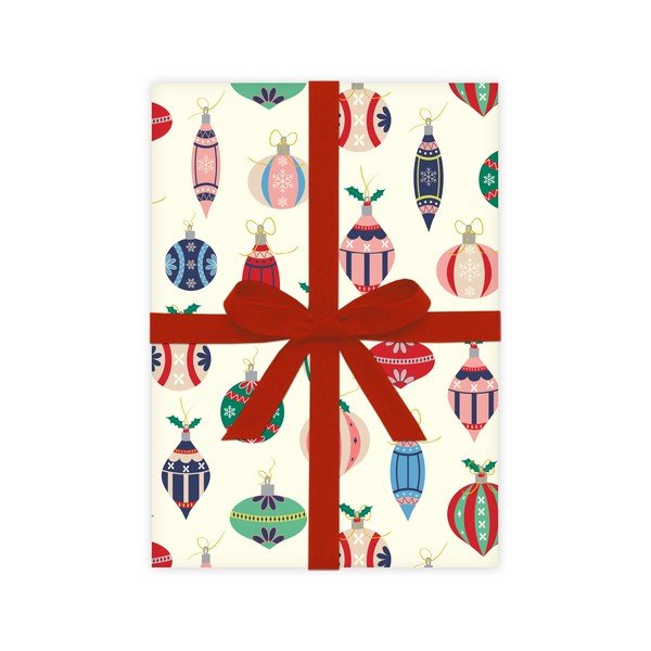 5 листа опаковъчна хартия, 50 x 70 cm Retro Baubles - eleanor stuart-image-2