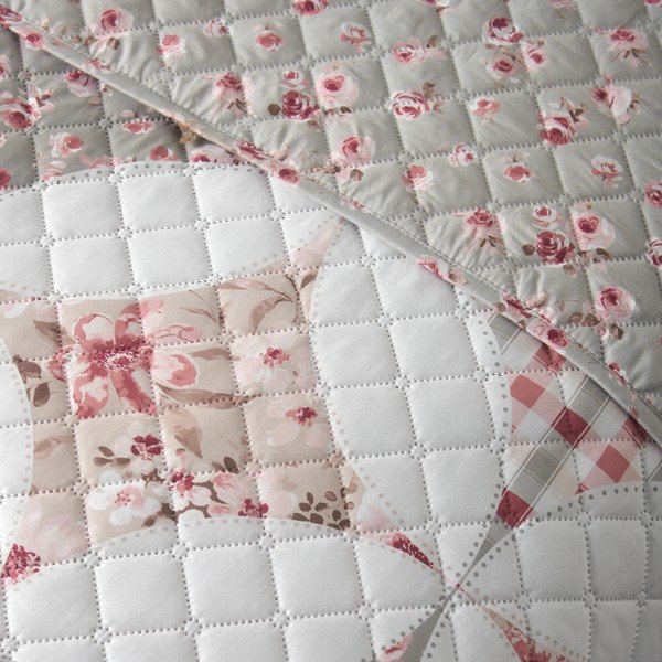 Зелено капитонирано покривало за легло 220x230 cm Pinsonic Patchwork – Catherine Lansfield-image-2